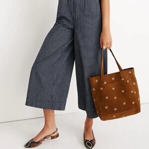 Madewell The Medium Transport Tote: Daisy Embroidered Suede Edition
